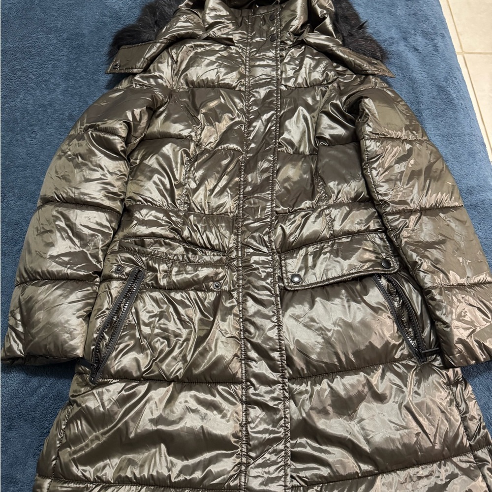 Sam Edelman Metallic Gray Puffer Coat